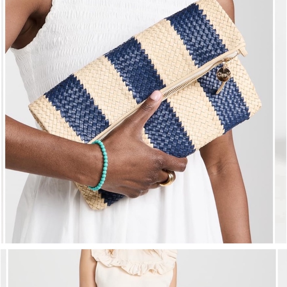 NWT Clare V Foldover Clutch with Tabs in Racing Stripes - Picture 6 of 9